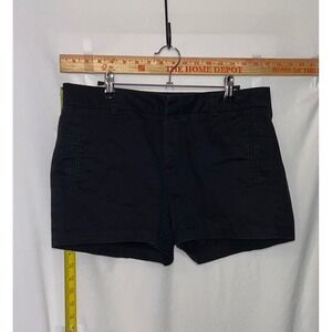 Stylus Womens Black Chino Shorts Size 10 100% Cotton Flat Front Casual Summer